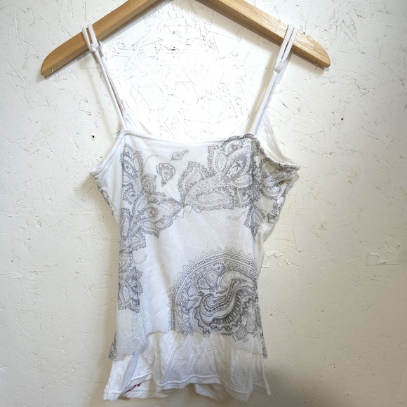 Karv | Y2k Vintage White and Gray Paisley Women's Top - Picture 7 of 12